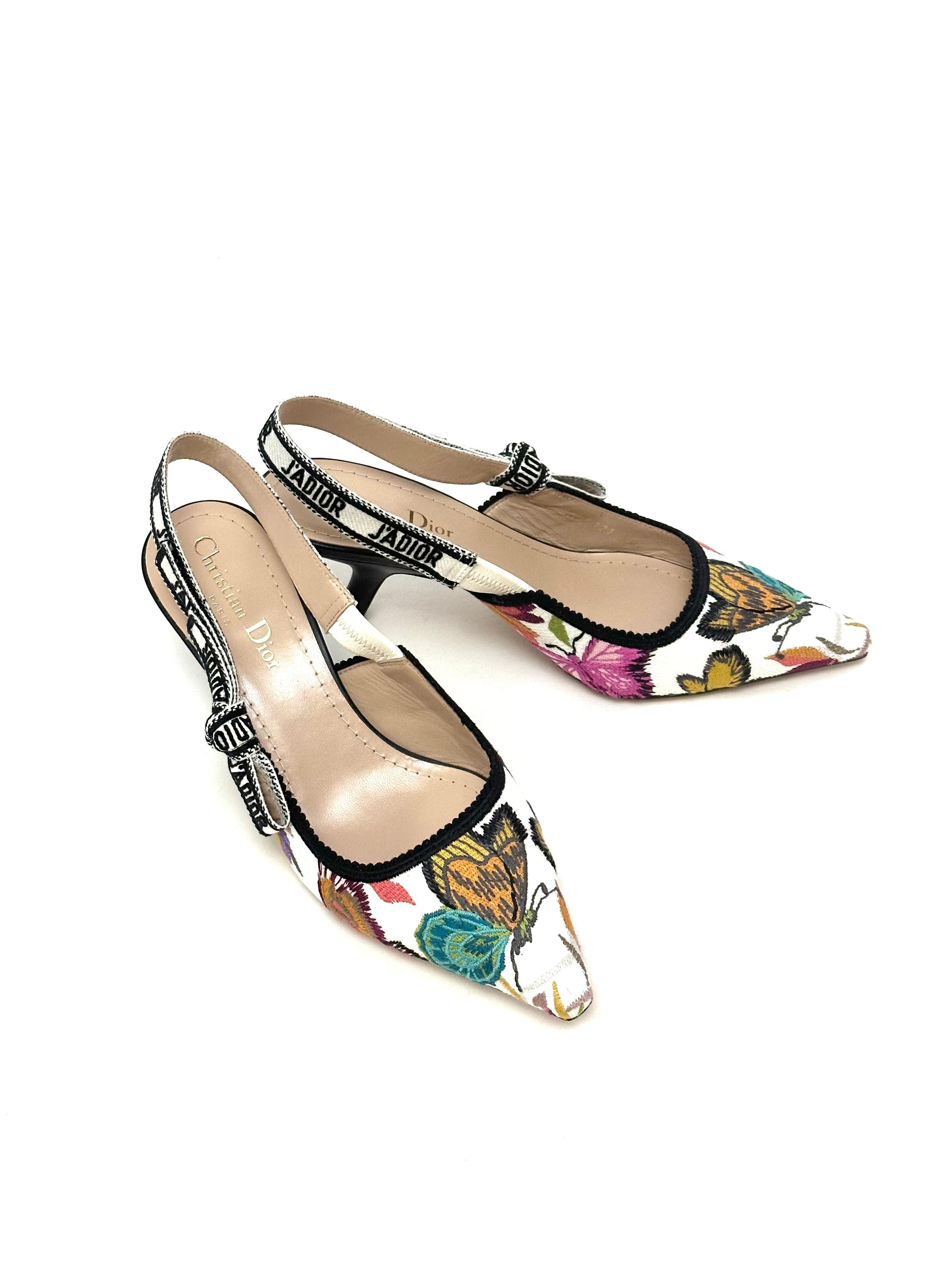 Christian Dior Floral Canvas Slingback
