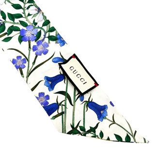 Gucci Printed Silk Twill Ribbon  White / Multicolor