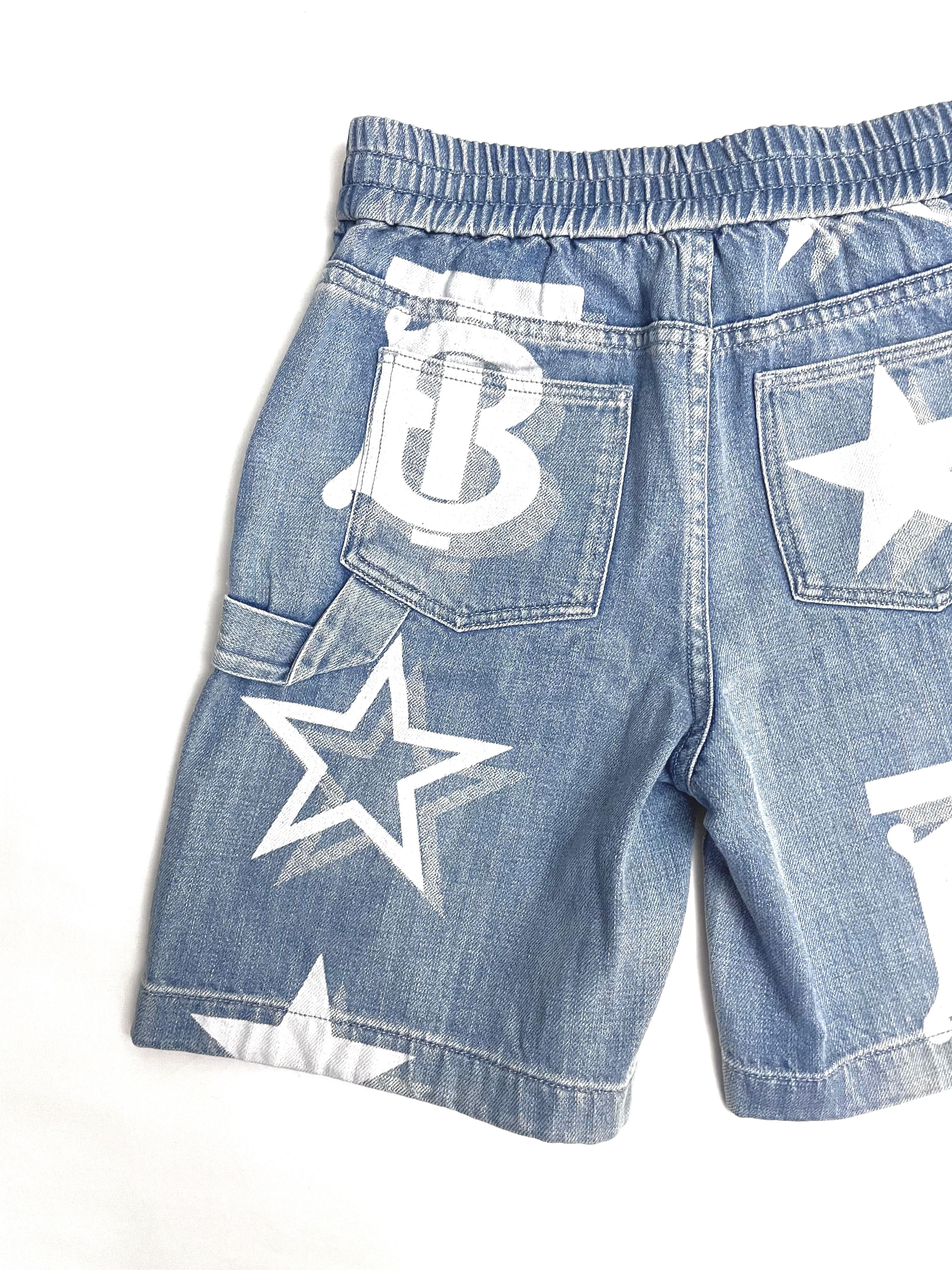 Burberry Denim Elastic Waistband TB Logo Shorts