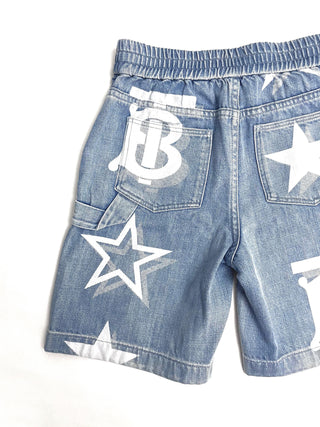 Burberry Denim Elastic Waistband TB Logo Shorts