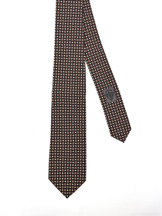Gucci Brown Multi Color Print Silk Tie