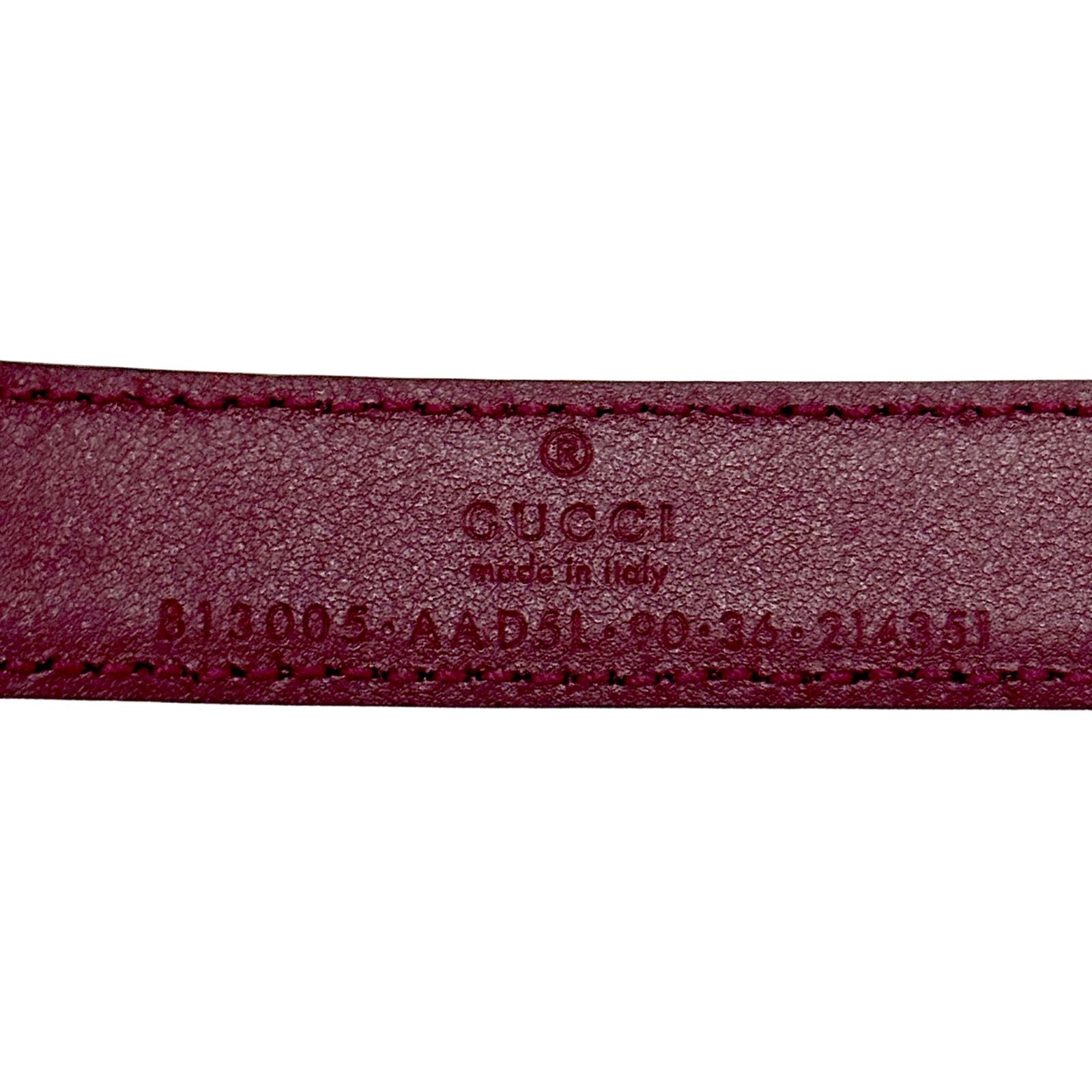 Gucci GG Embossed Belt Burgundy