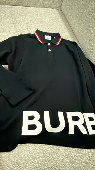 Burberry black long sleeve polo shirt