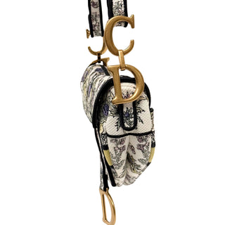 Christian Dior Saddle Bag latte Embroidery with Yellow Multicolor