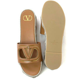 Valentino VLogo Cut Out Leather Flatform Sandals