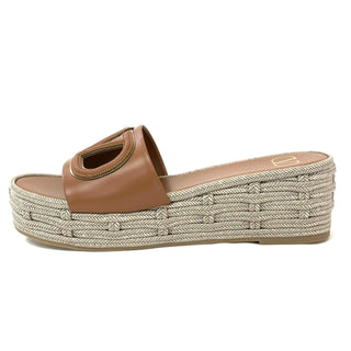 Valentino VLogo Cut Out Leather Flatform Sandals