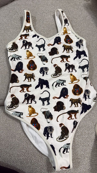 Burberry White With Animal Print Swimsuit