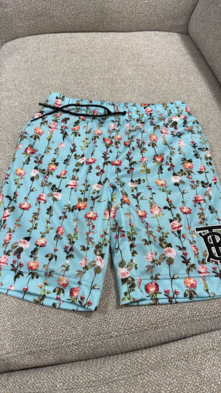 Burberry Baby Blue with Flower Print Short