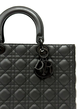 Christian Dior Medium Black Ultramatte Cannage Lambakin