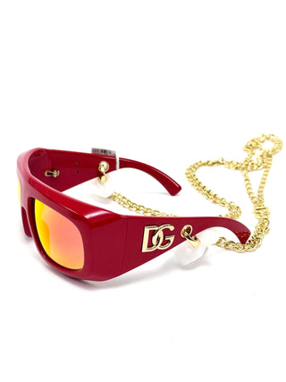 Dolce and Gabbana Therapy Sunglasses with Chain Red