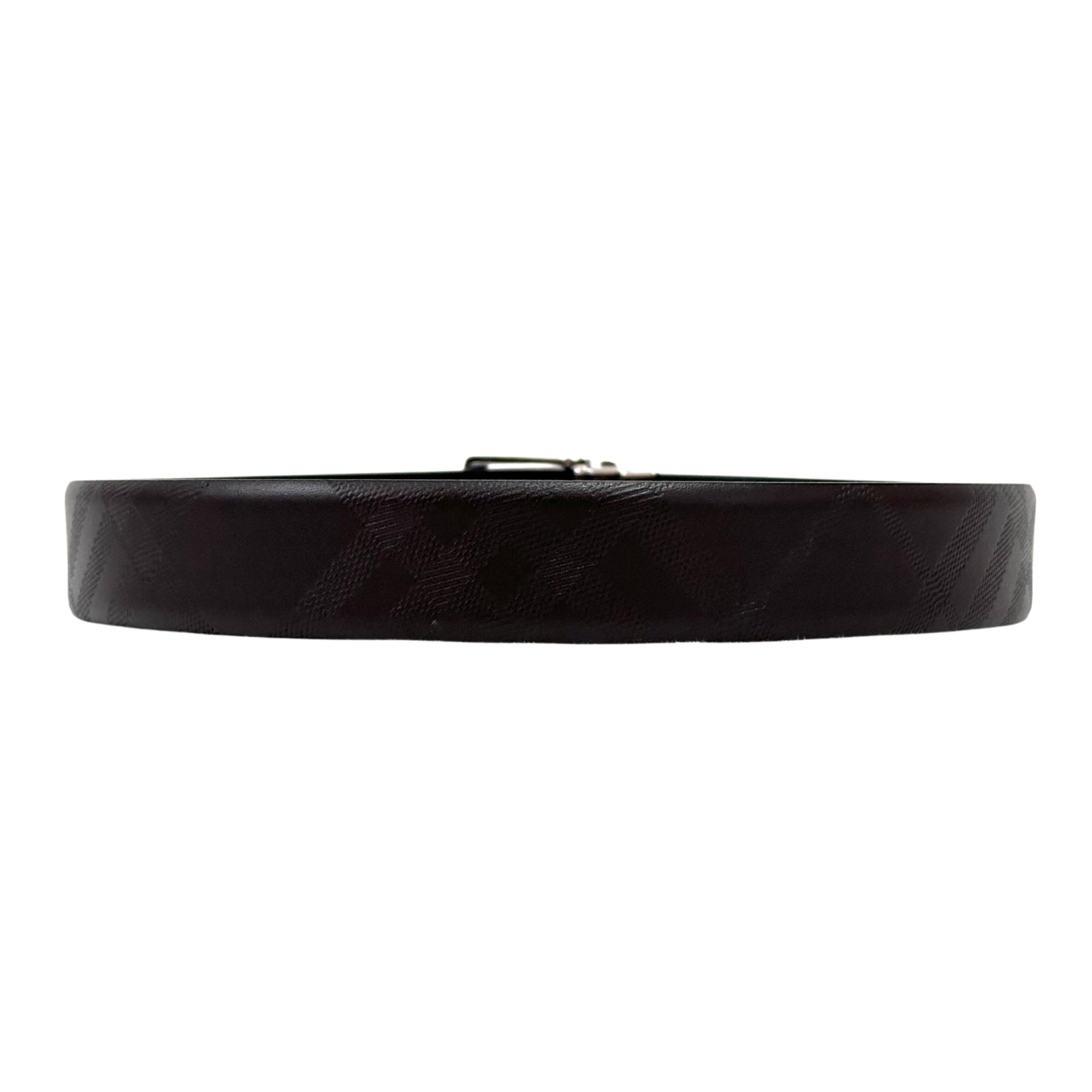 Burberry Reversible Caro Patch Dark Brown Leather Belt with Branded Silver Buckle