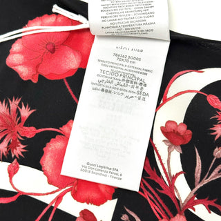 Gucci Silk Flora Black Red Scarf