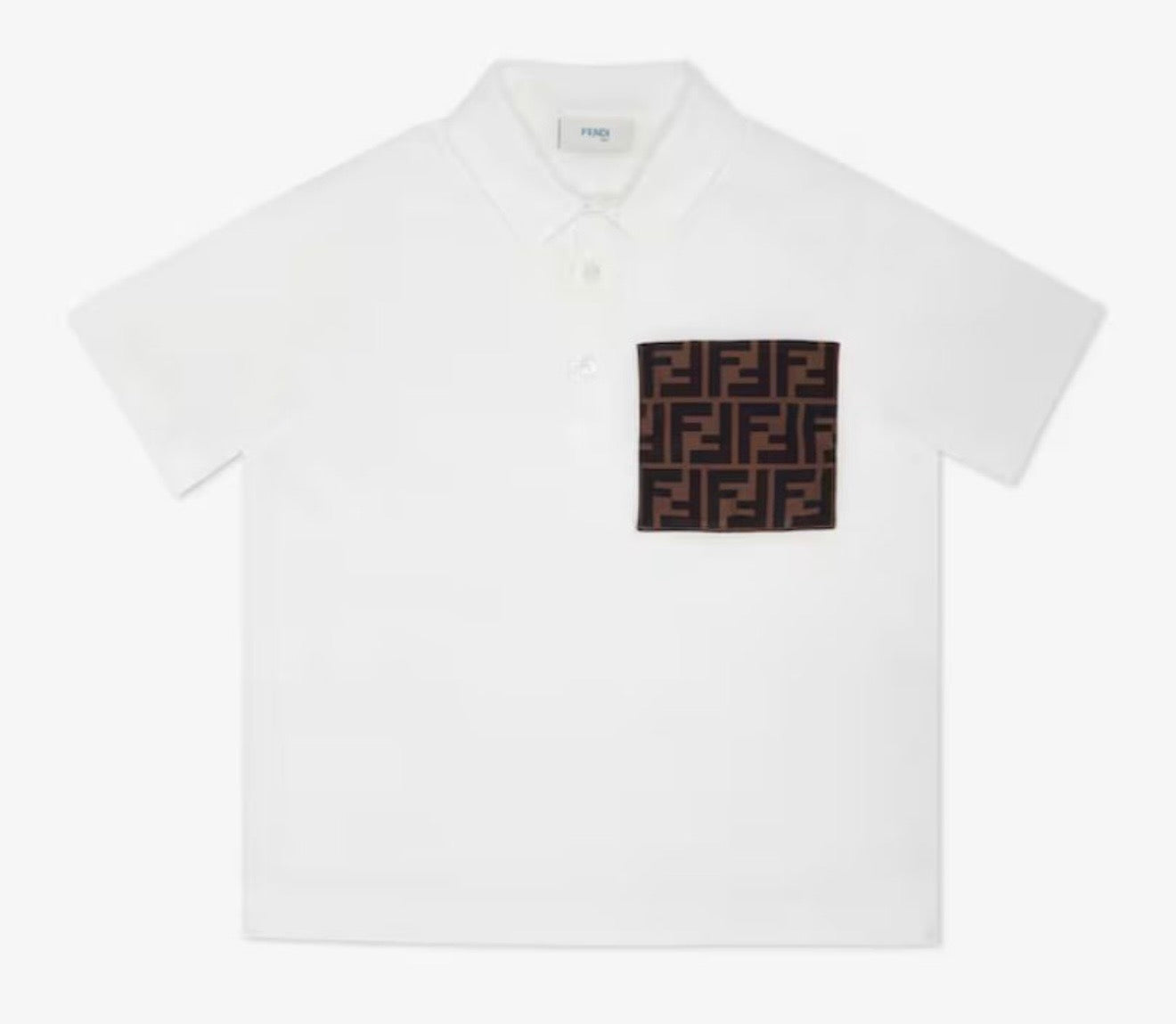 Fendi White Polo Shirt with FF Logo Detail