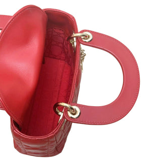 Lady Dior Red Mini Lambskin Cannage