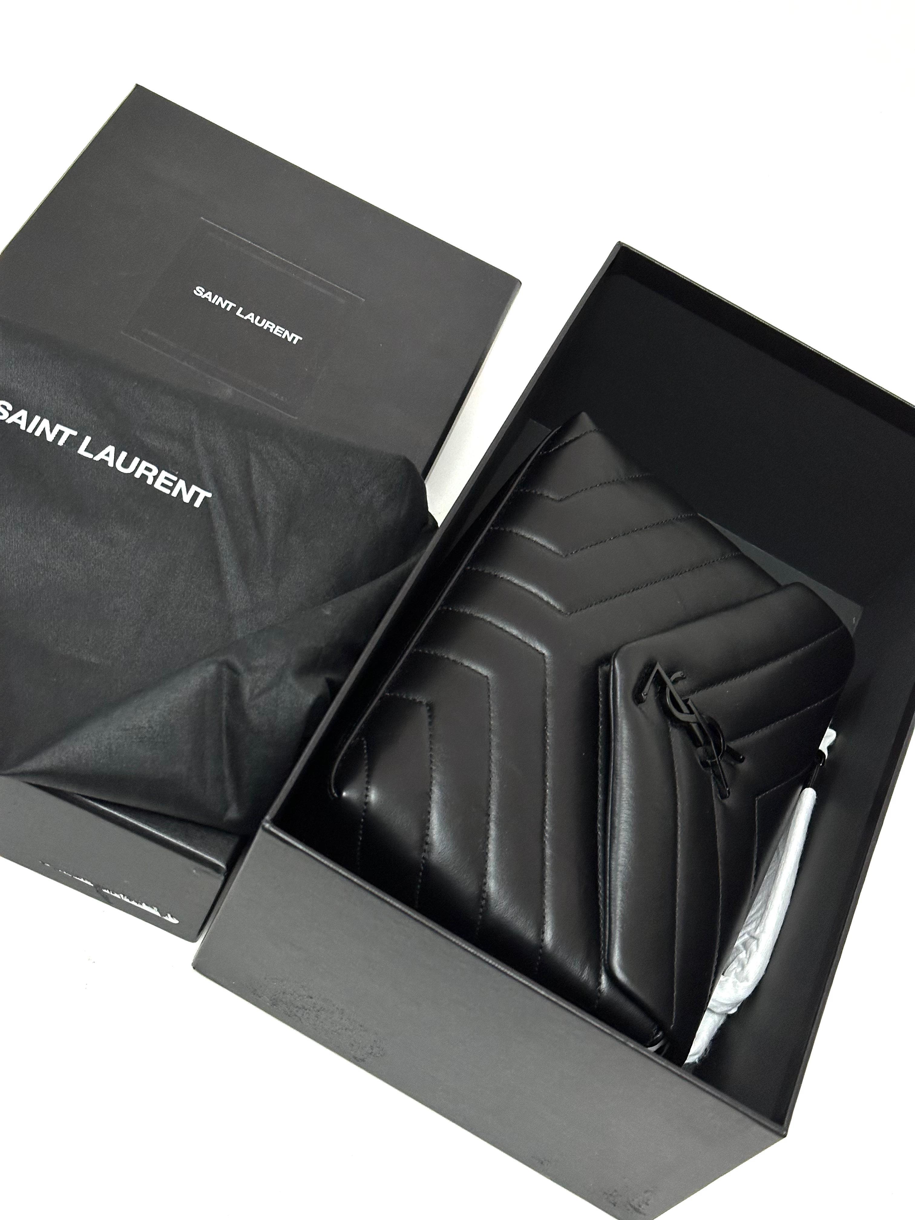 Saint Laurent Small Loulou Bag in Metalesse Leather Black On Black