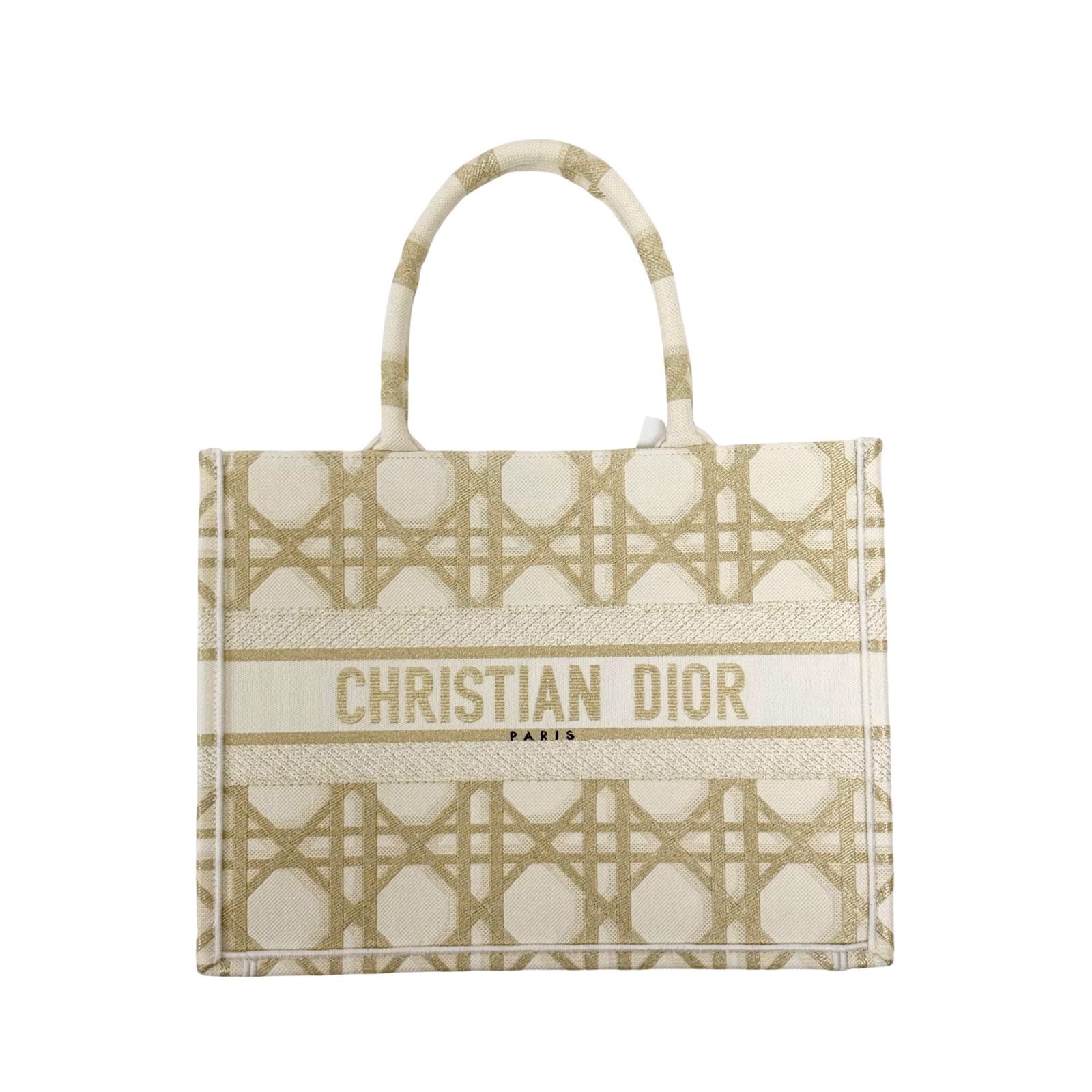 Christian Dior Book Tote Medium Embroidered Cannage Canvas Tote