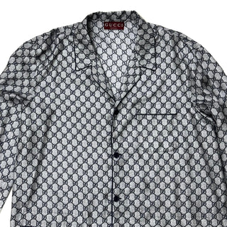 Gucci Silk Navy All Over GG Pyjama Shirt
