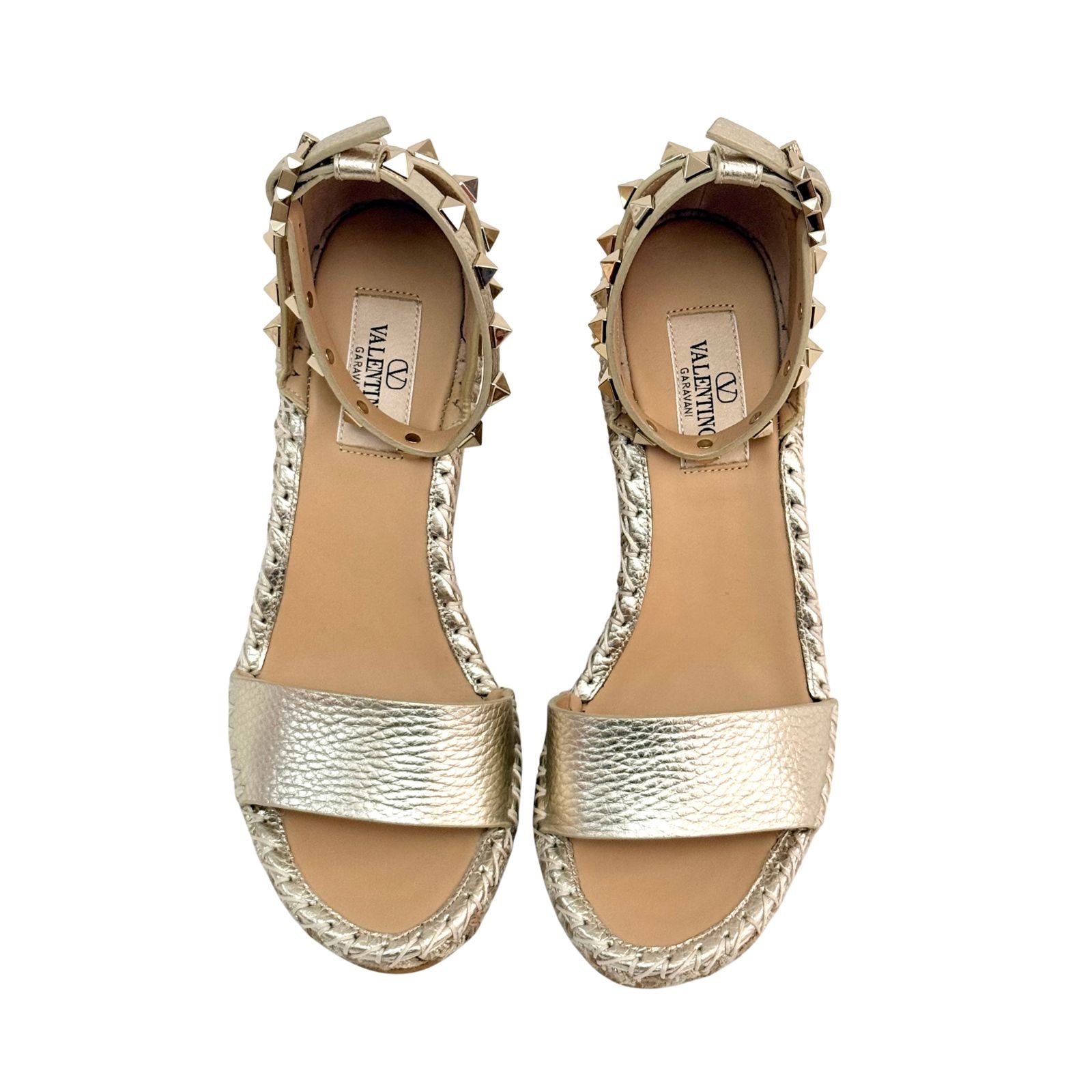 Valentino Rockstud Double Wedge Sandals