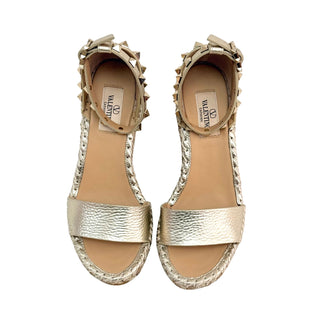 Valentino Rockstud Double Wedge Sandals