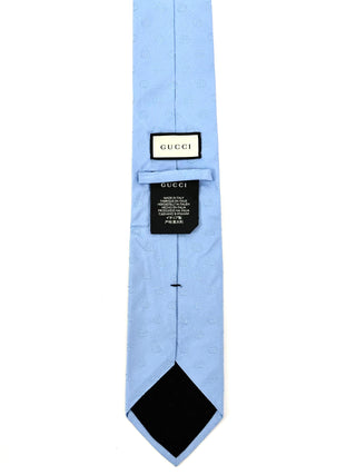 Gucci Light Blue with GG Print Silk Tie