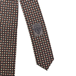 Gucci Brown Multi Color Print Silk Tie