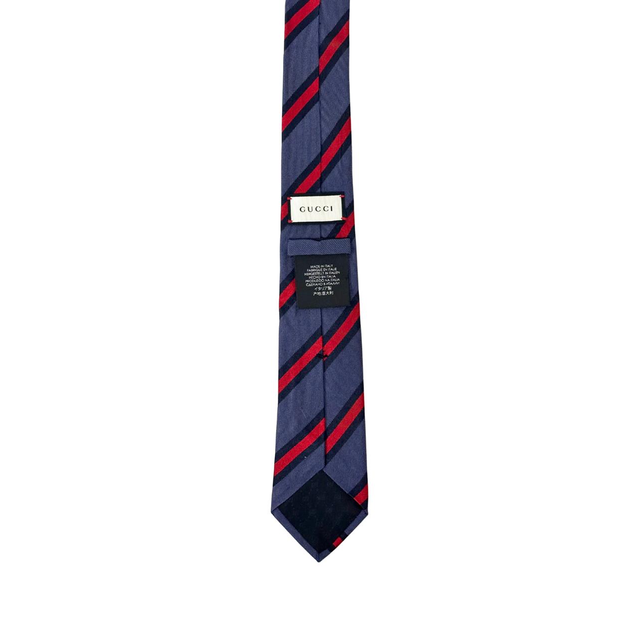 Gucci Stripes Navy/ Red Silk Tie