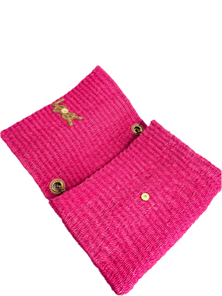 YSL Raffia Pink Gold Shoulder Bag