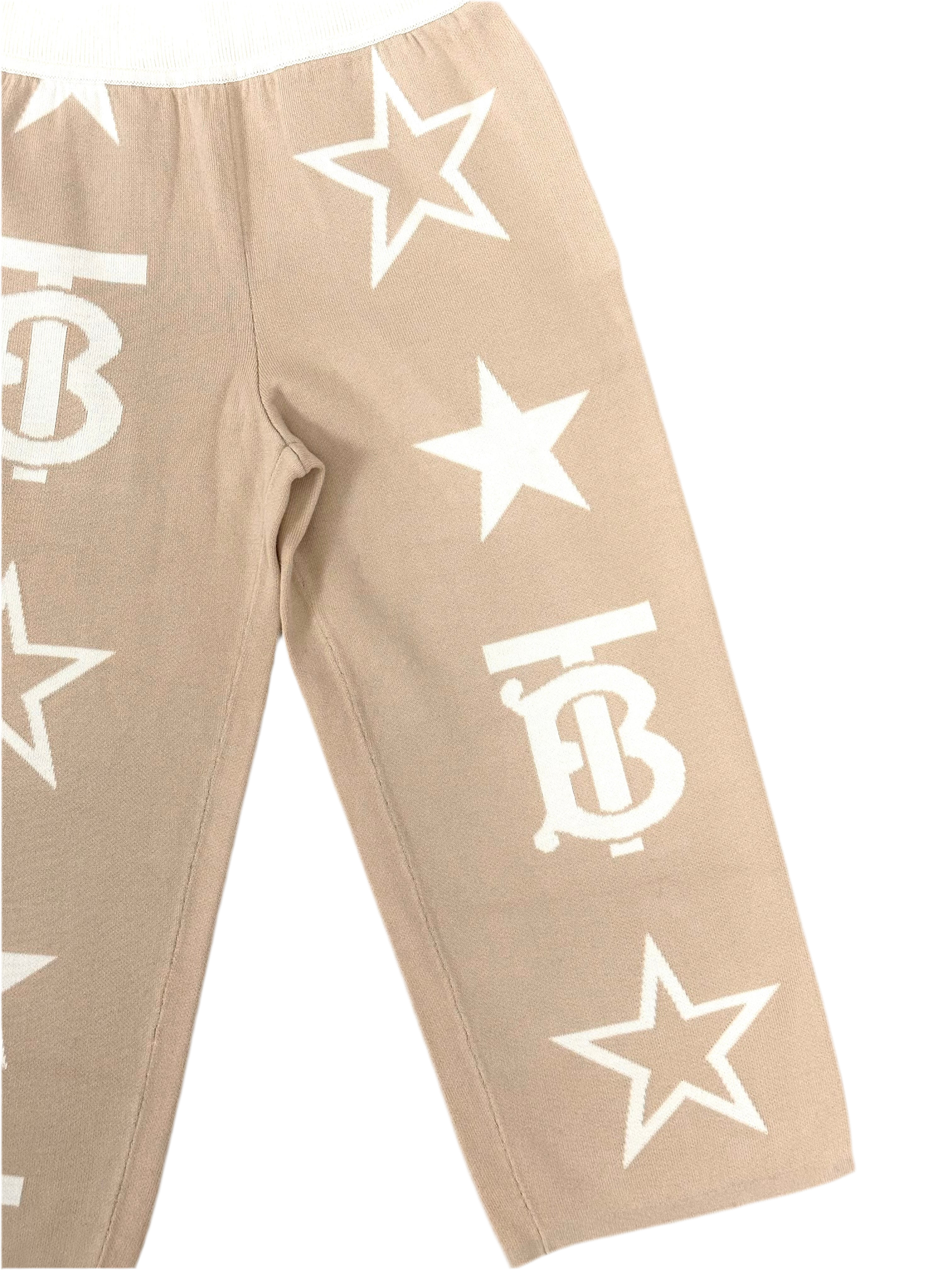 Burberry Beige TB Logo Stars Wool Trousers