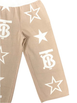 Burberry Beige TB Logo Stars Wool Trousers