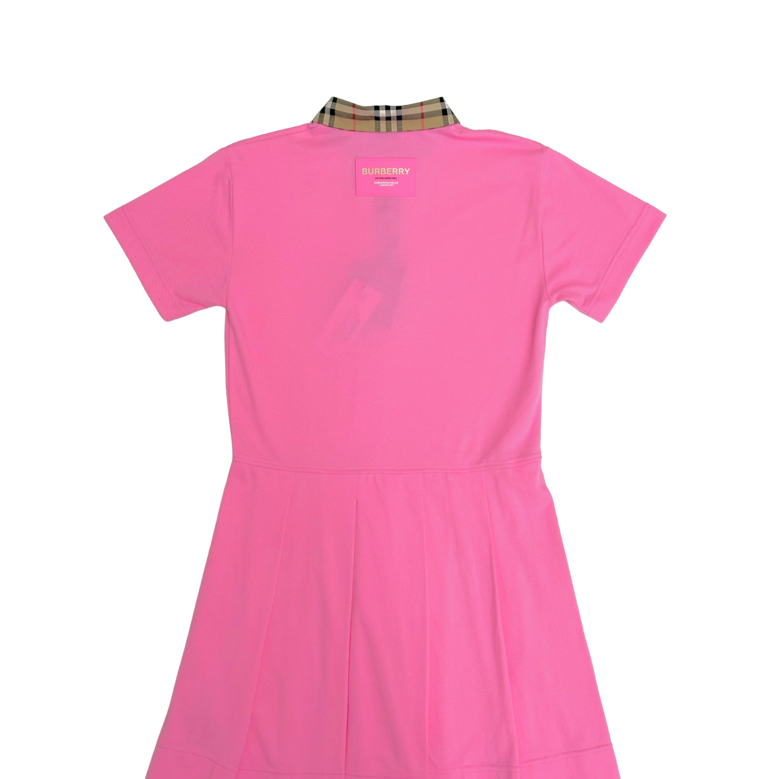 Burberry Pink Polo Dress with Classic Vintage Design and Brand Logo Patch