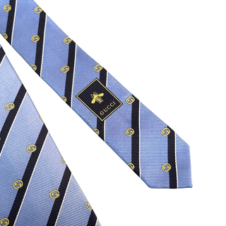 Gucci Silk Tie Blue Stripe