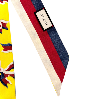 Gucci Printed Silk Twill Neck Bow/ Yellow