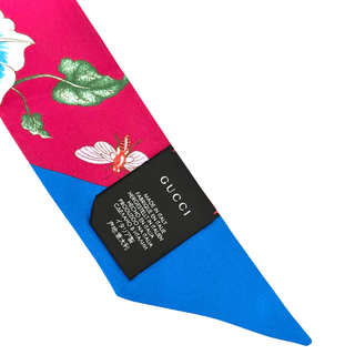 Gucci Printed Silk Twill Ribbon / Red Multicolour