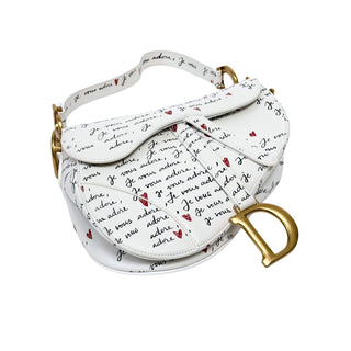 Christian Dior Heart Je Vous Adore Saddle Bag Leather White