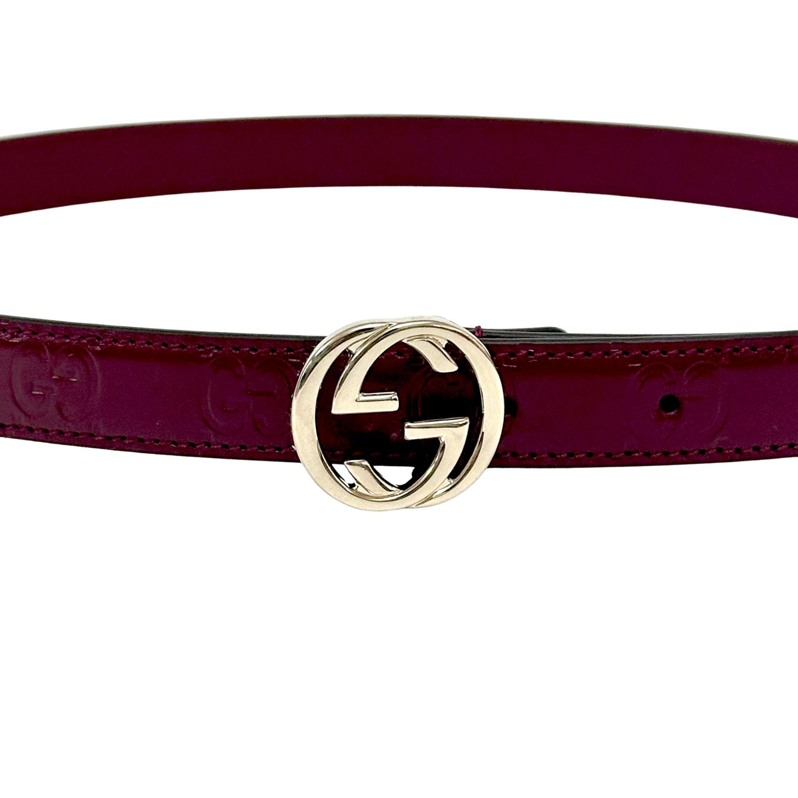 Gucci GG Embossed Belt Burgundy