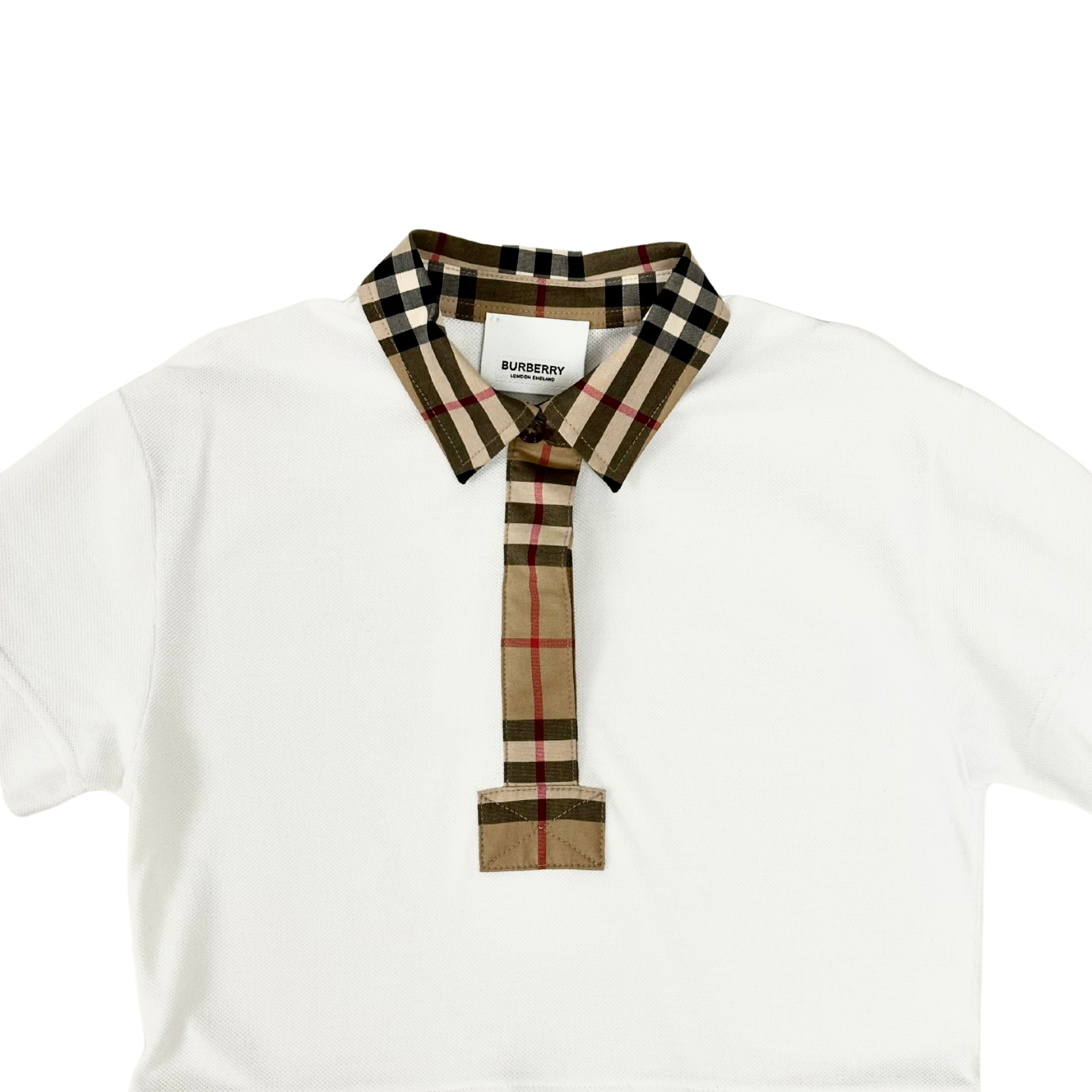 Burberry Classic Vintage Detailed White Polo Dress