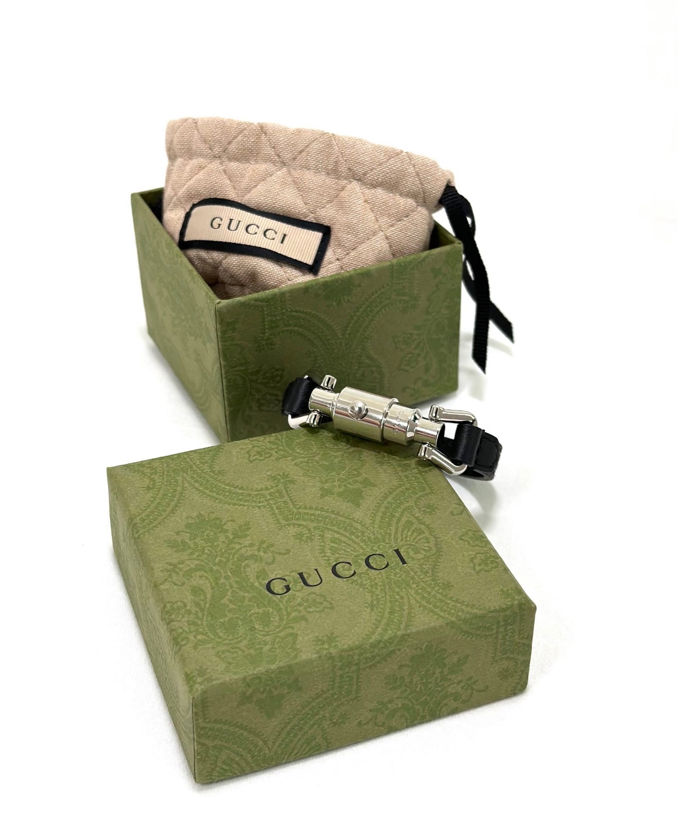 Gucci Jackie Piston Closure Leather Bracelet