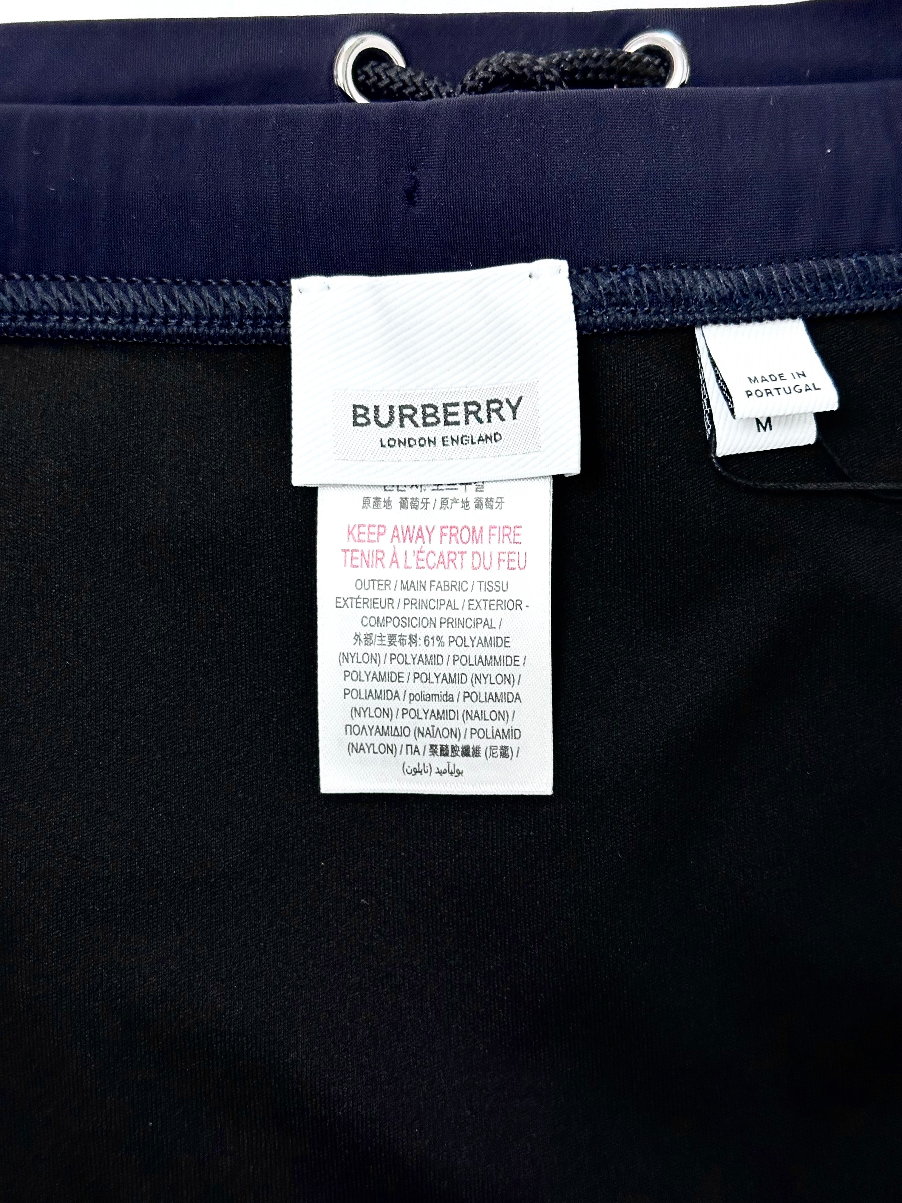 Burberry Navy Blue Swim Briefs with Brand Name Logo in the back