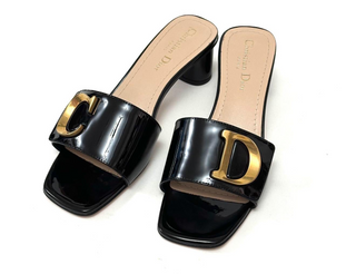 Christian Dior Heeled Slide Black Patent