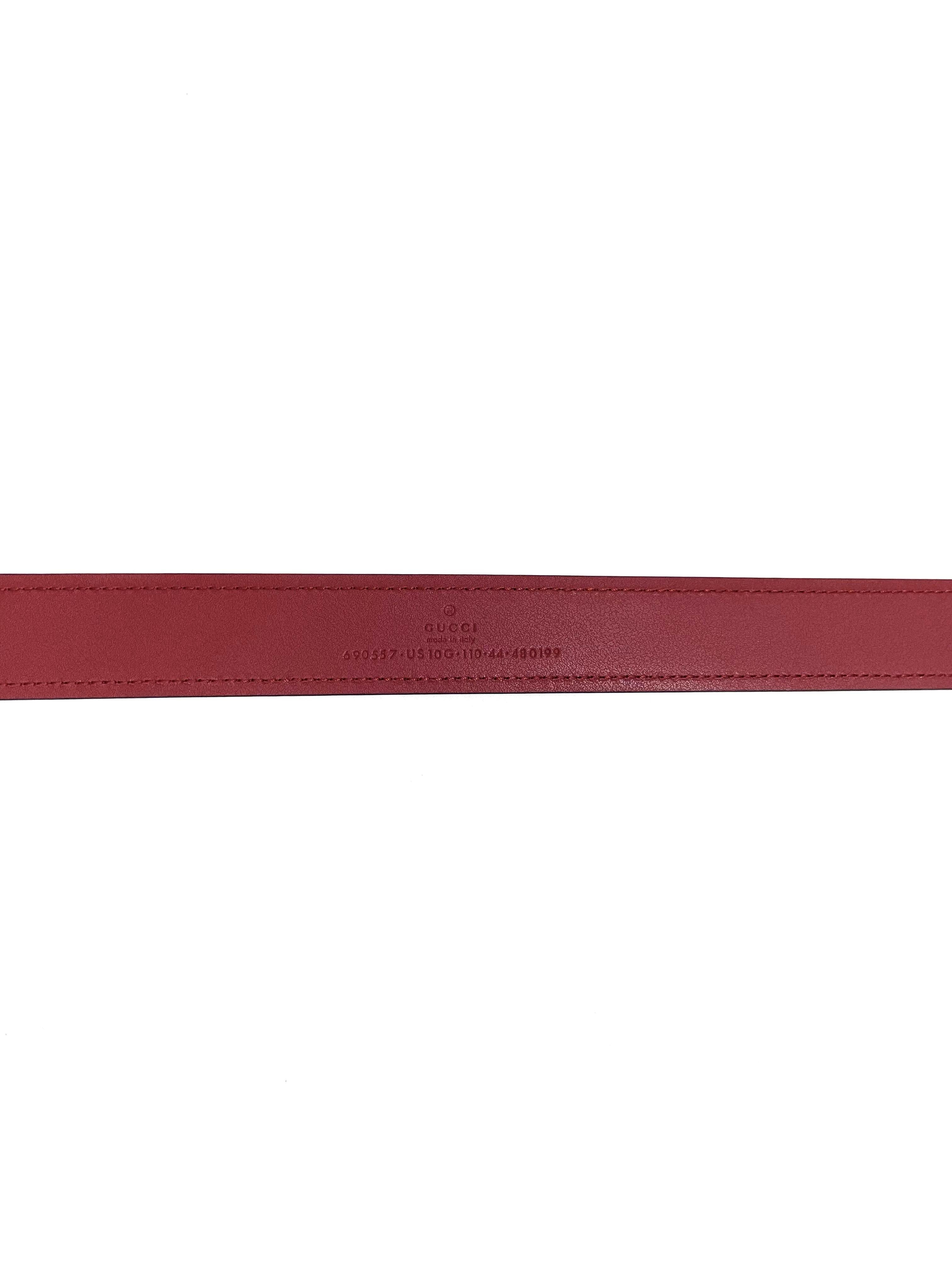 Gucci Dark Red Gold Blondie Buckle Leather Belt