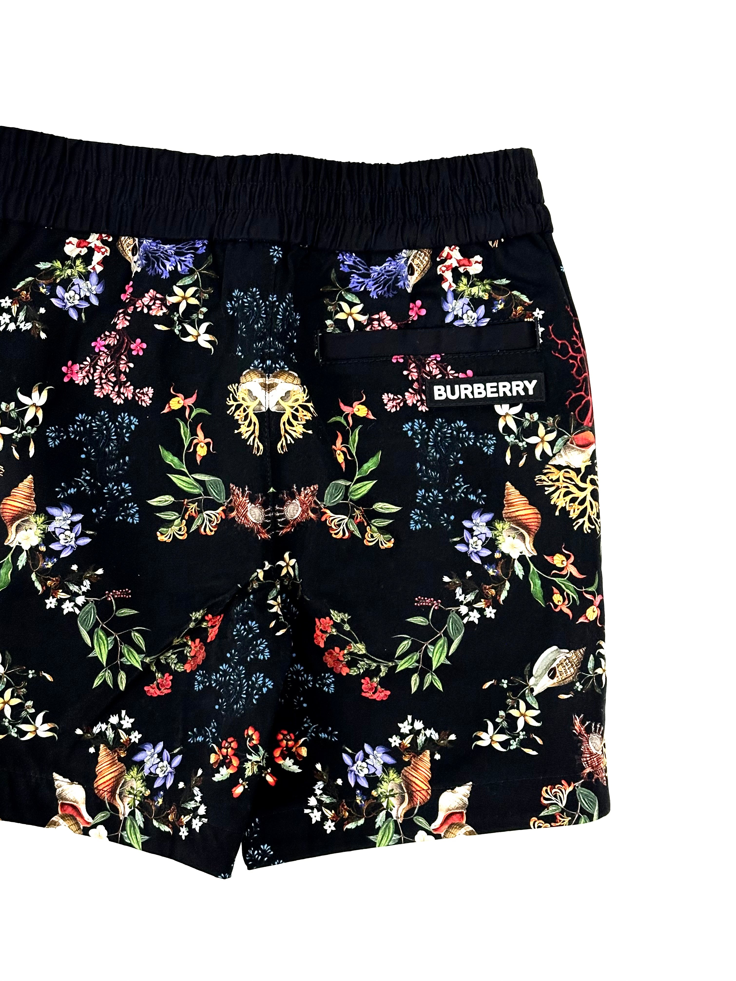 Burberry Black with Flower Print Shorts