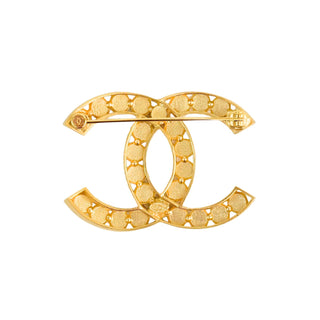 Chanel CC Vintage Gold Pin Brooch Rhinestones