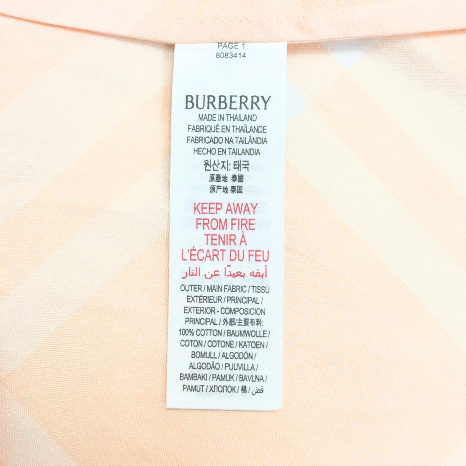 Burberry Peach Caro Patch Button Shirt