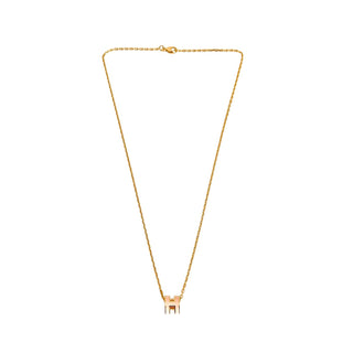 Hermes H Necklace Gold with Rose Color Pendant