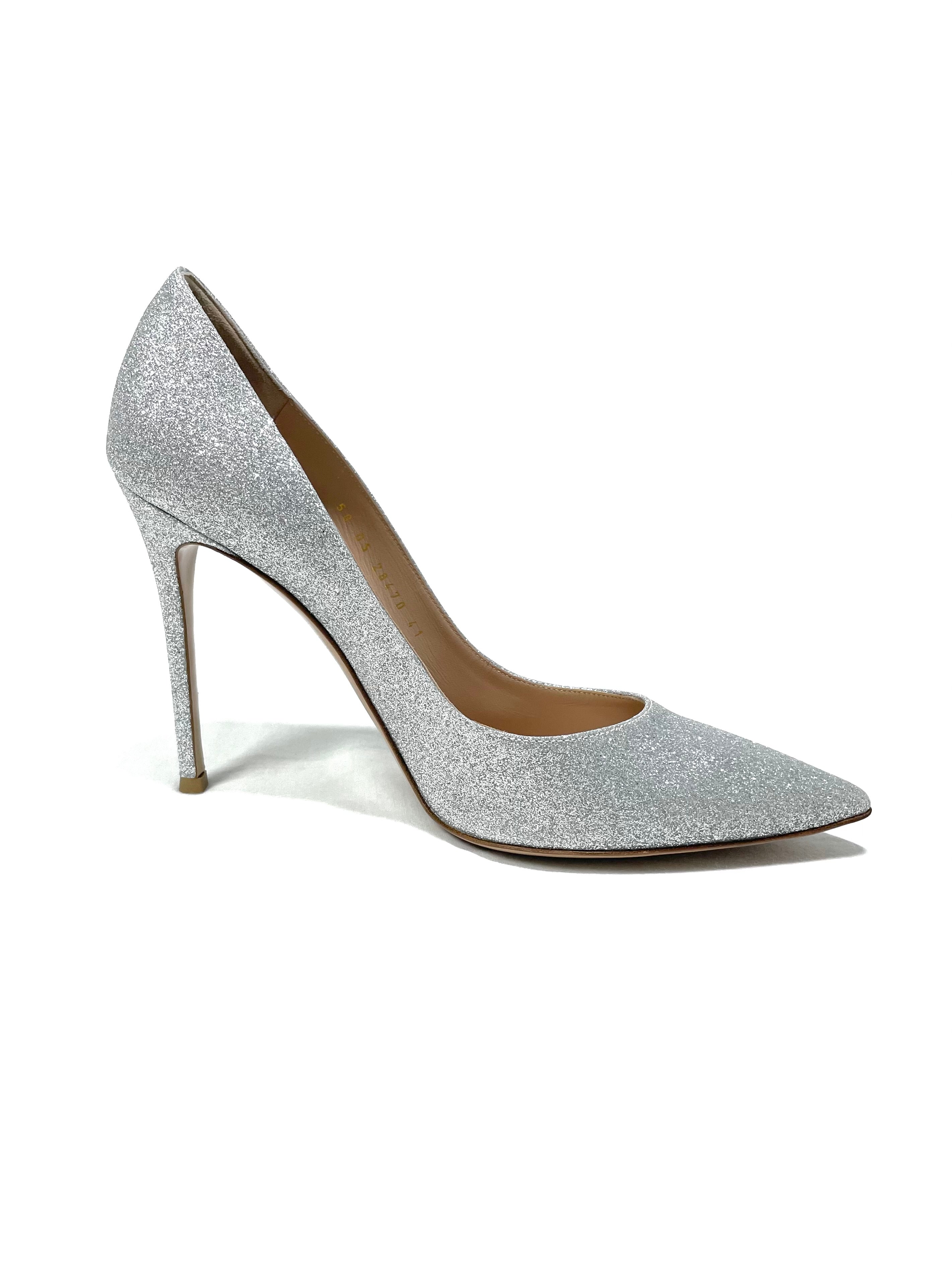 Gianvito Rossi Grey Glitter Heels