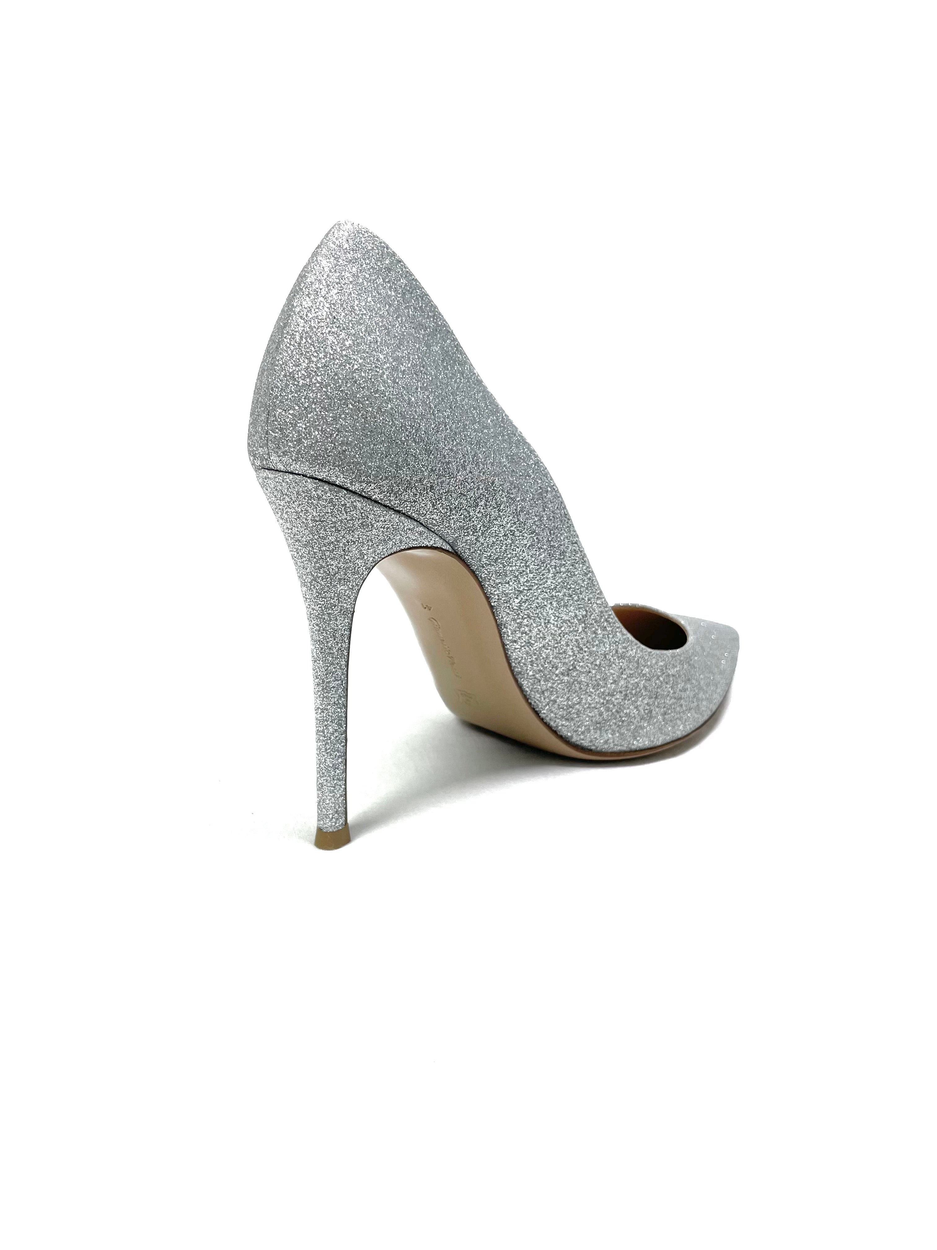Gianvito Rossi Grey Glitter Heels