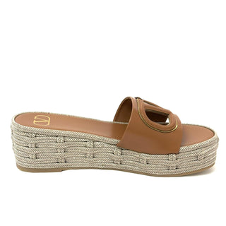 Valentino VLogo Cut Out Leather Flatform Sandals