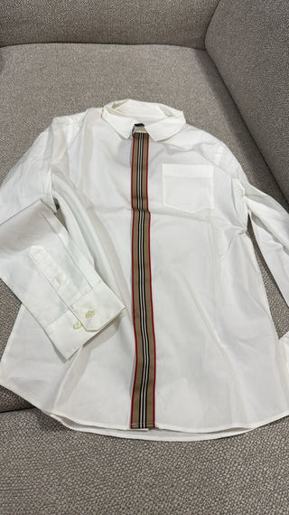 Burberry white iconic stripe button shirt