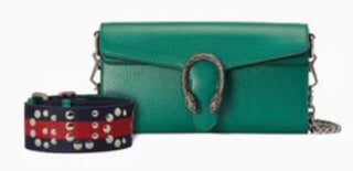 Gucci Medium Flap Shoulder Bag in Leather Green