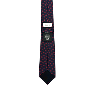 Gucci Navy with Red GG Print Silk Tie